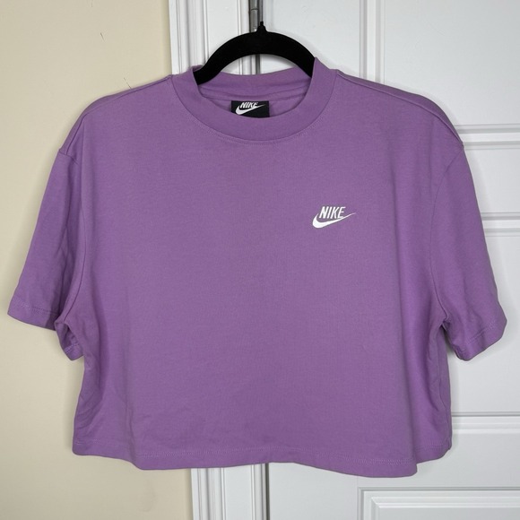 Nike Tops - Nike T Shirt Women Medium Purple Cropped Sportswear Jersey Top Crewneck Swoosh